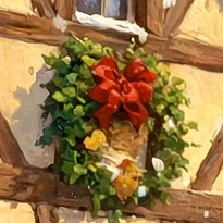 closeup picture of some of the details in Snowglow Village product